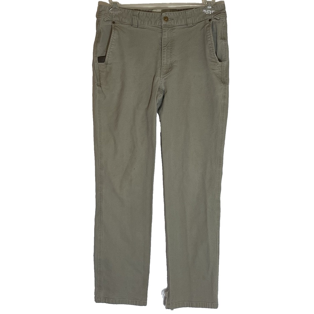Duck Camp Pants Mens 33X31 Khaki Cordura Blend Casual Pockets Distressed Hunting